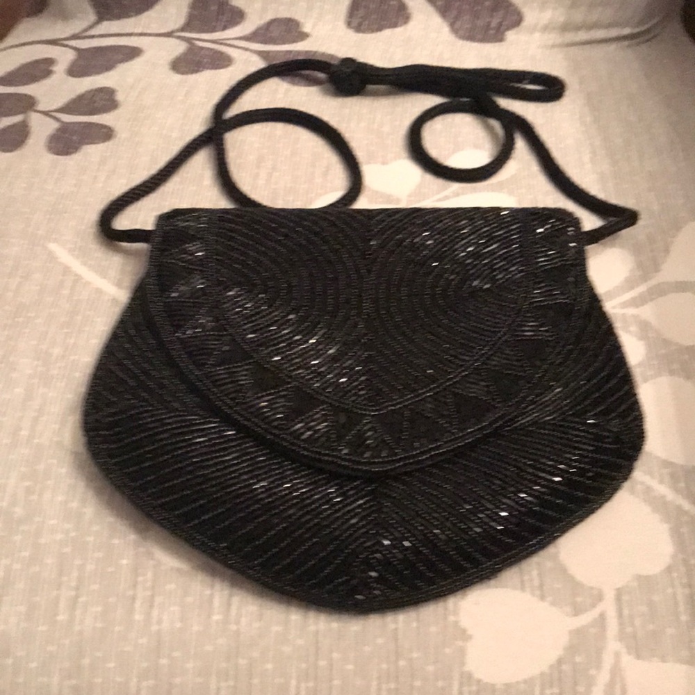 Black beaded evening bag